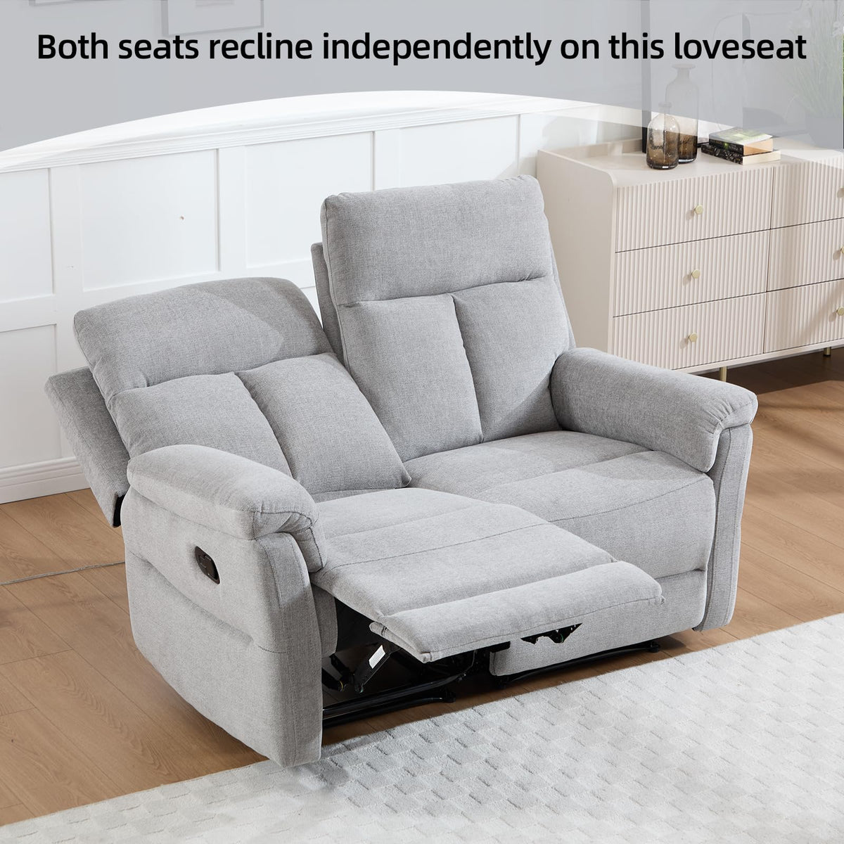Light Gray Fabric Reclining Loveseat B36719