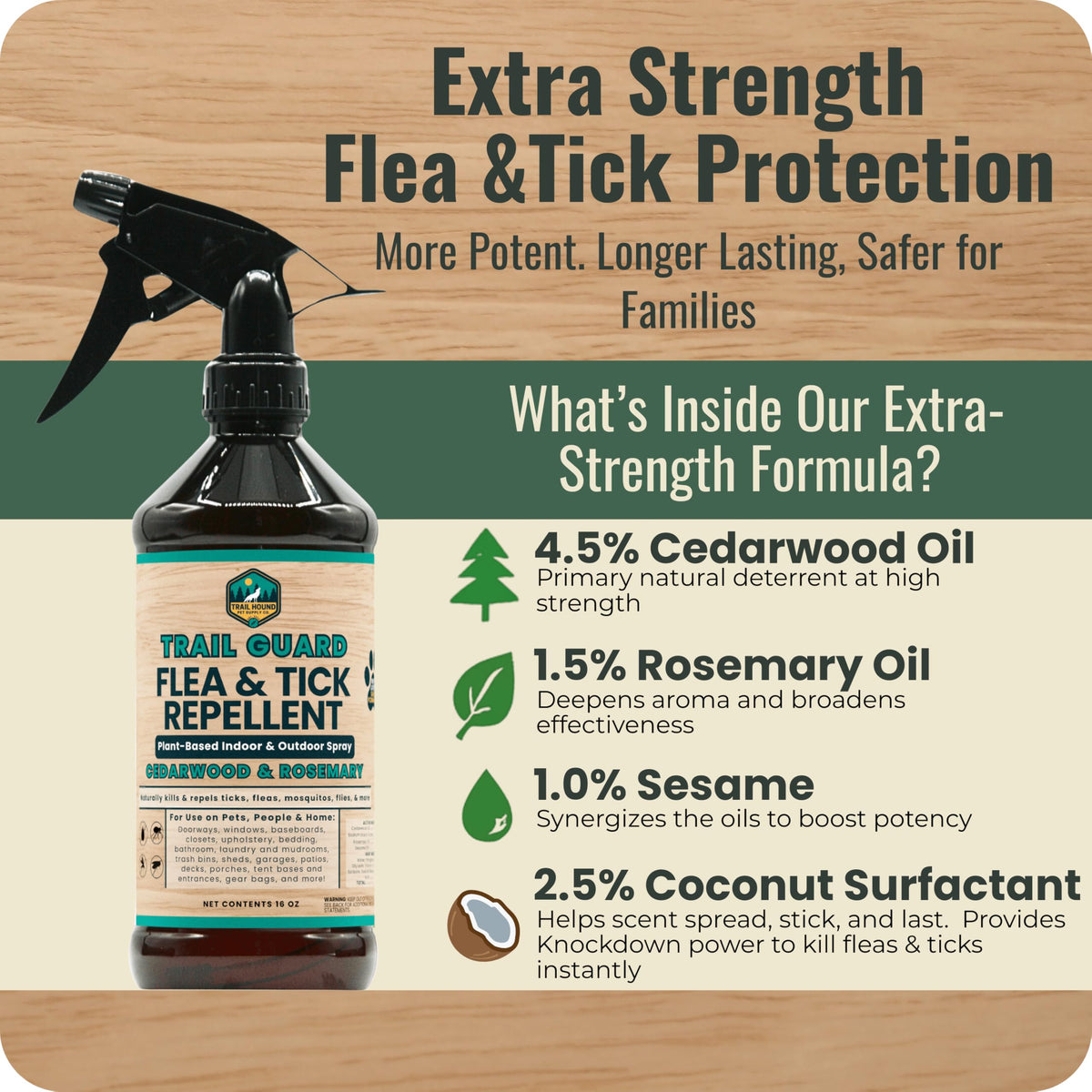 Natural Extra Strength Insect, Flea and Tick Spray 16oz Z50954