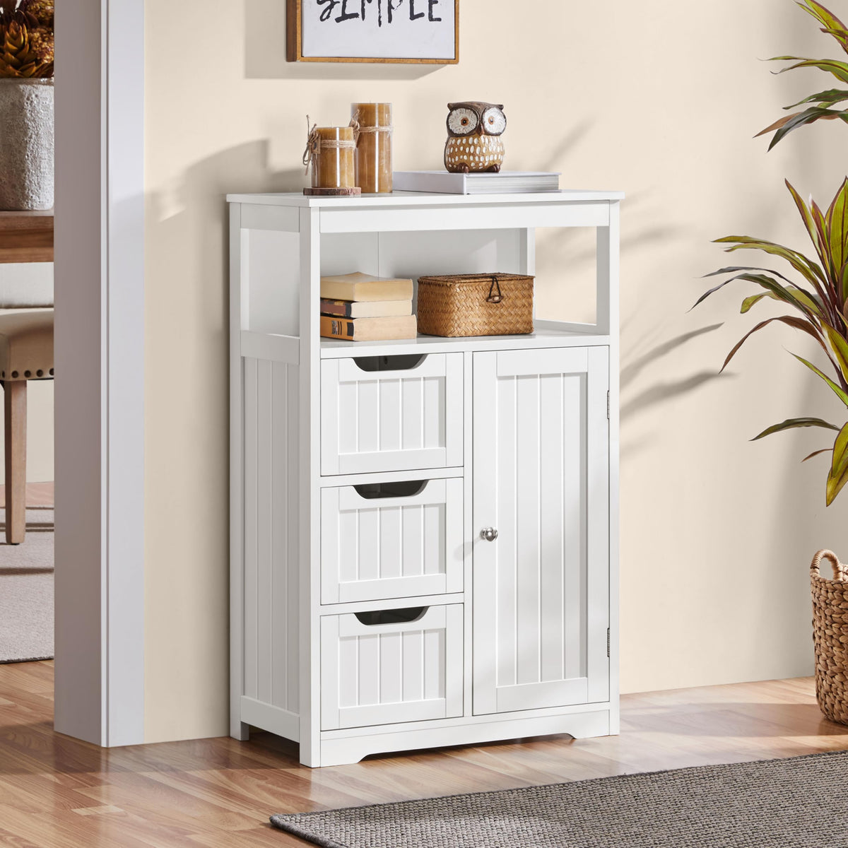 White 3 Drawer Bathroom Storage Cabinet Q7519