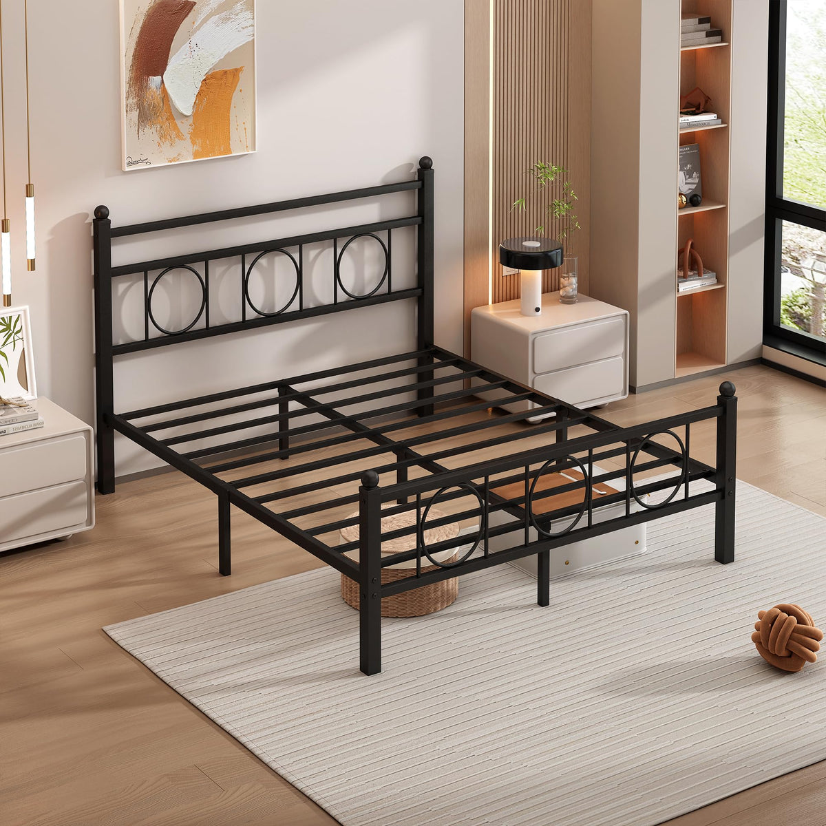 Black Full Bed Frame with Headboard K48529
