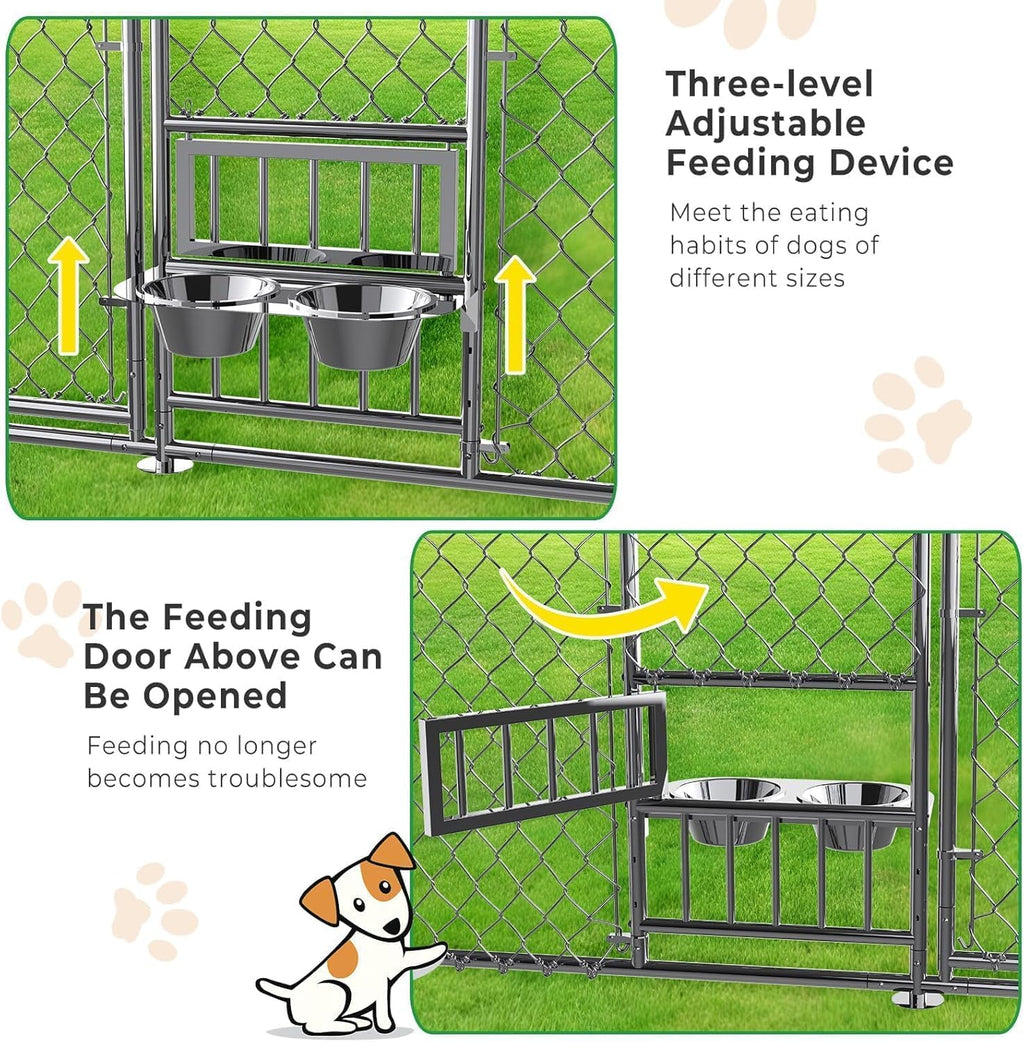 10x15FT Galvanized Outdoor Dog Kennel E6139