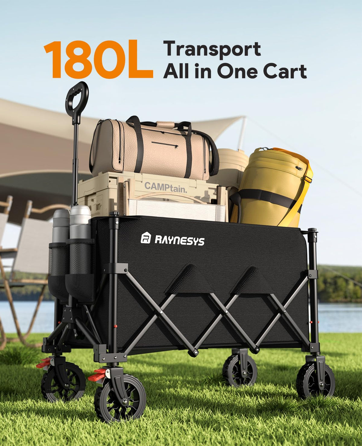 180L Foldable Wagon Cart with Wheels and Brakes F94212