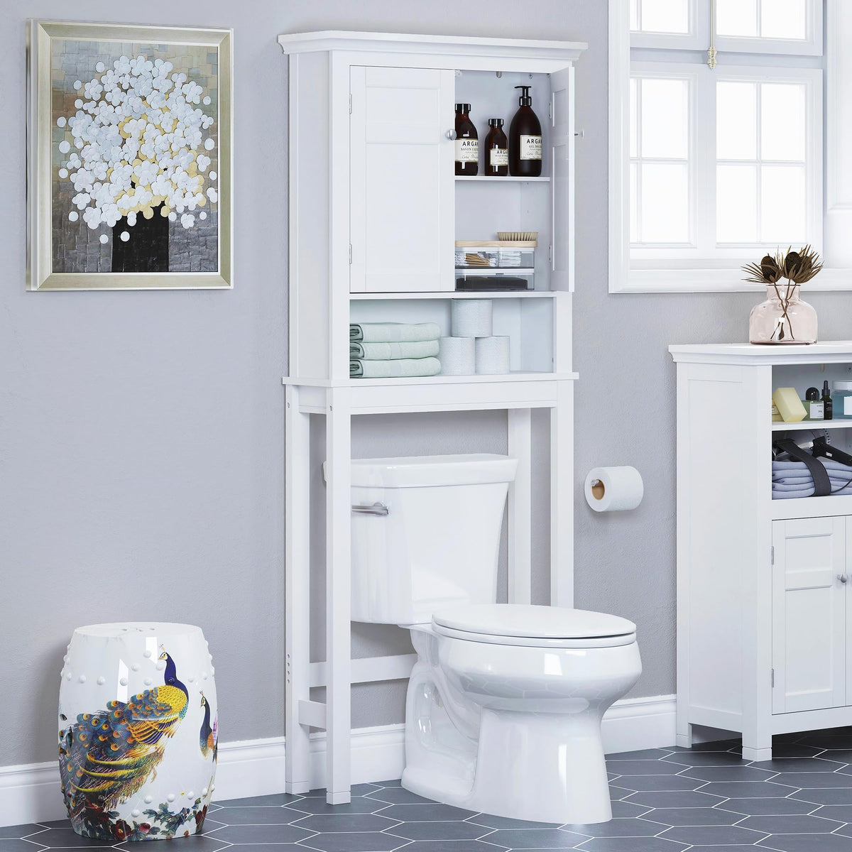 White Over The Toilet Storage Cabinet M9749