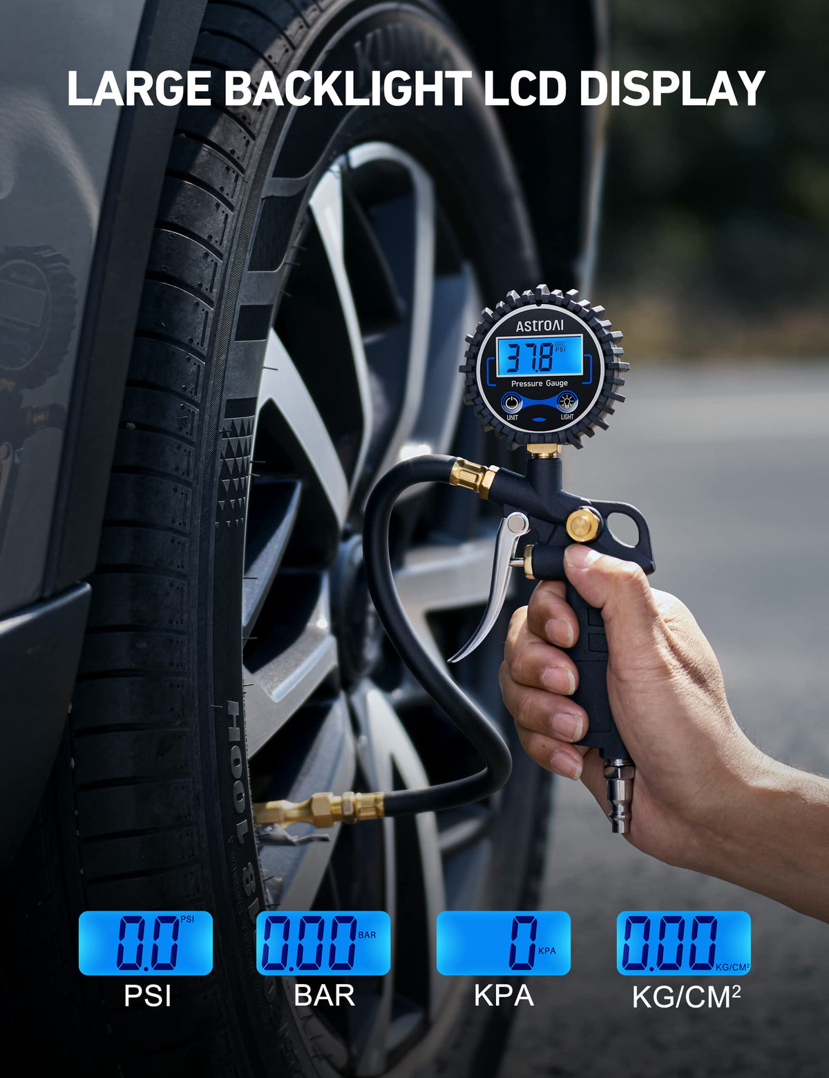 Digital Tire Pressure Gauge with Inflator 3-250 PSI V92791