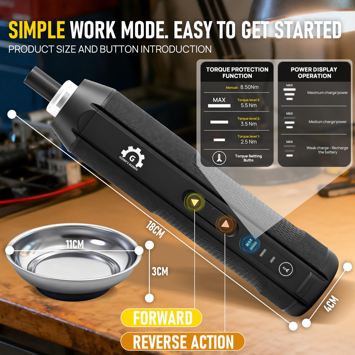 4V Electric Torque Screwdriver Set with 35 Magnetic Bits and Storage Box N151