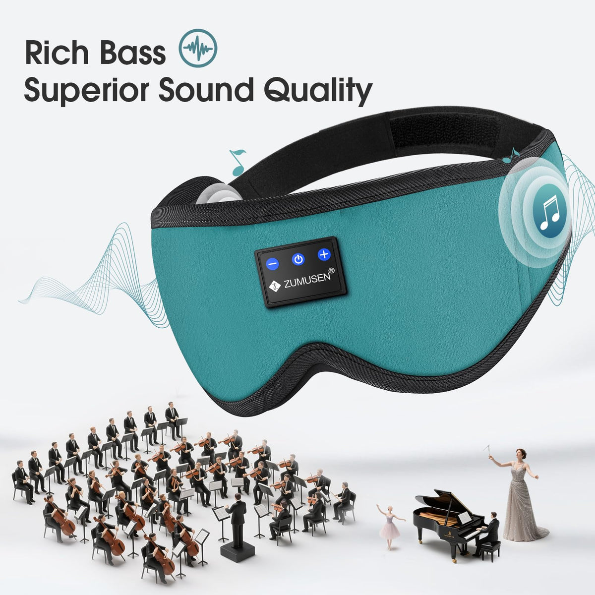 Bluetooth Sleep Headphones 3D Wireless Music Eye Mask F645699