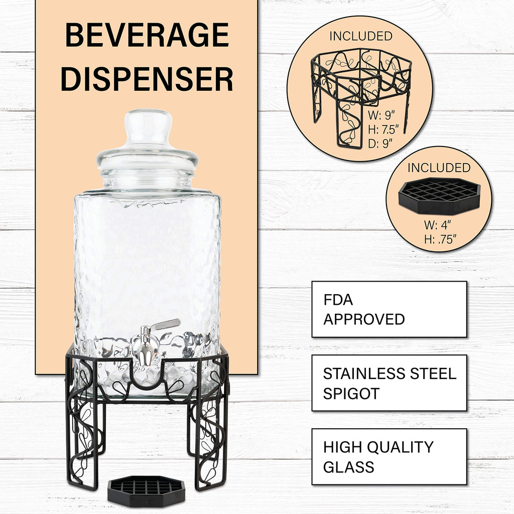 2.5 Gallon Glass Beverage Dispenser with Stainless Steel Spigot R23976