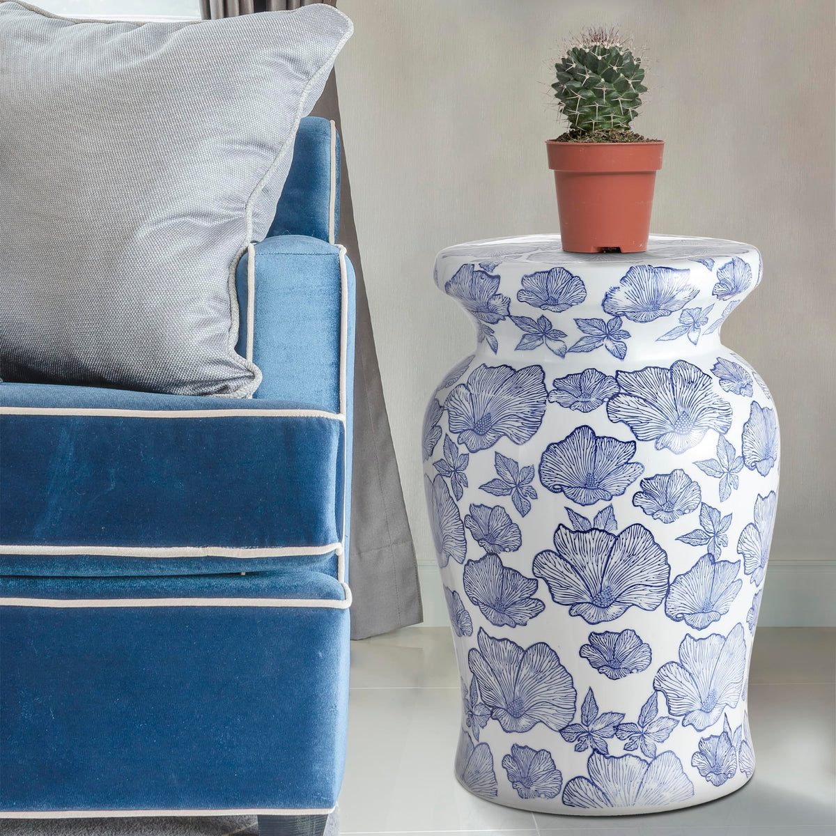 Ceramic Drum Garden Stool Side Table B316613