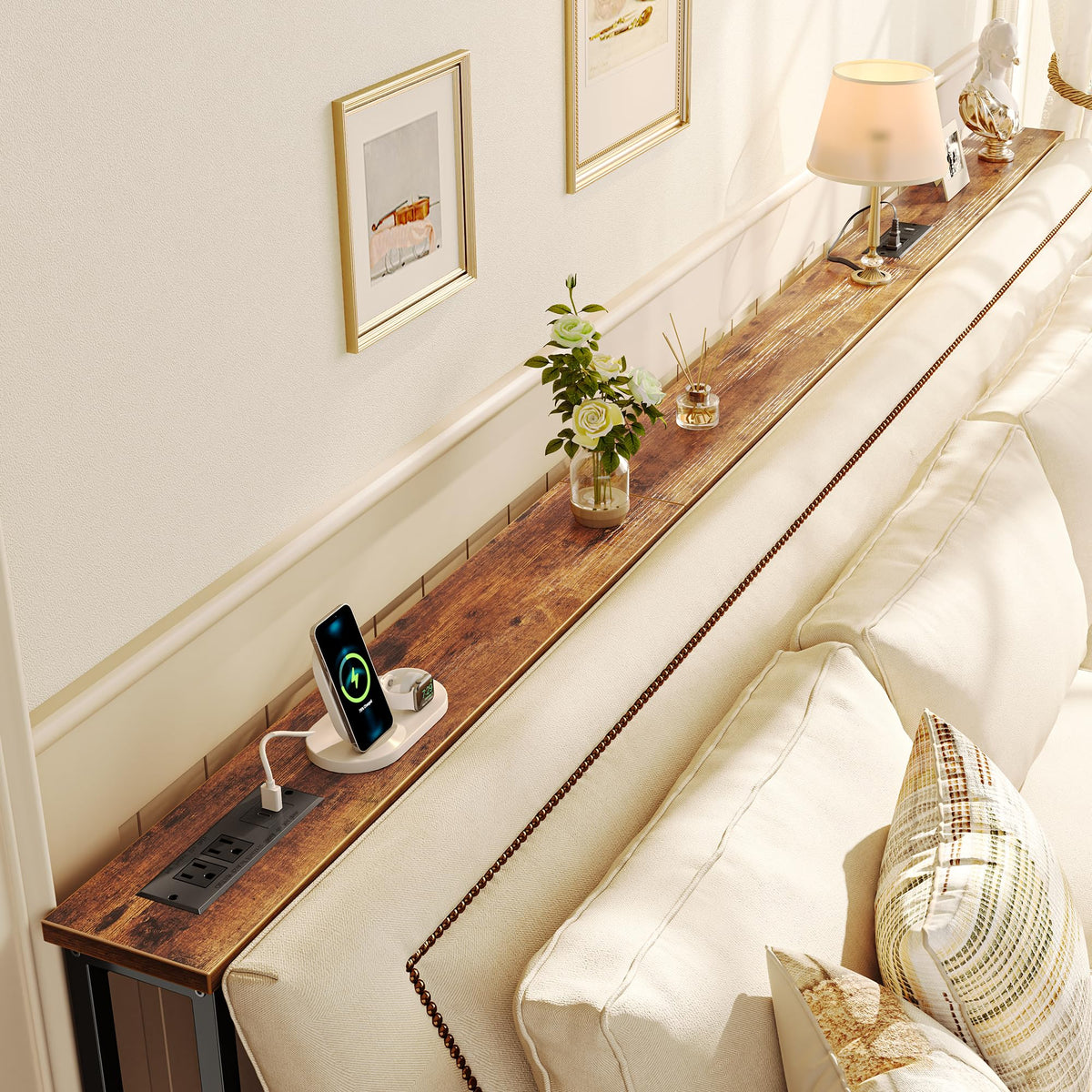 102 Inch Sofa Table with Power Outlets and USB-C Ports E87098