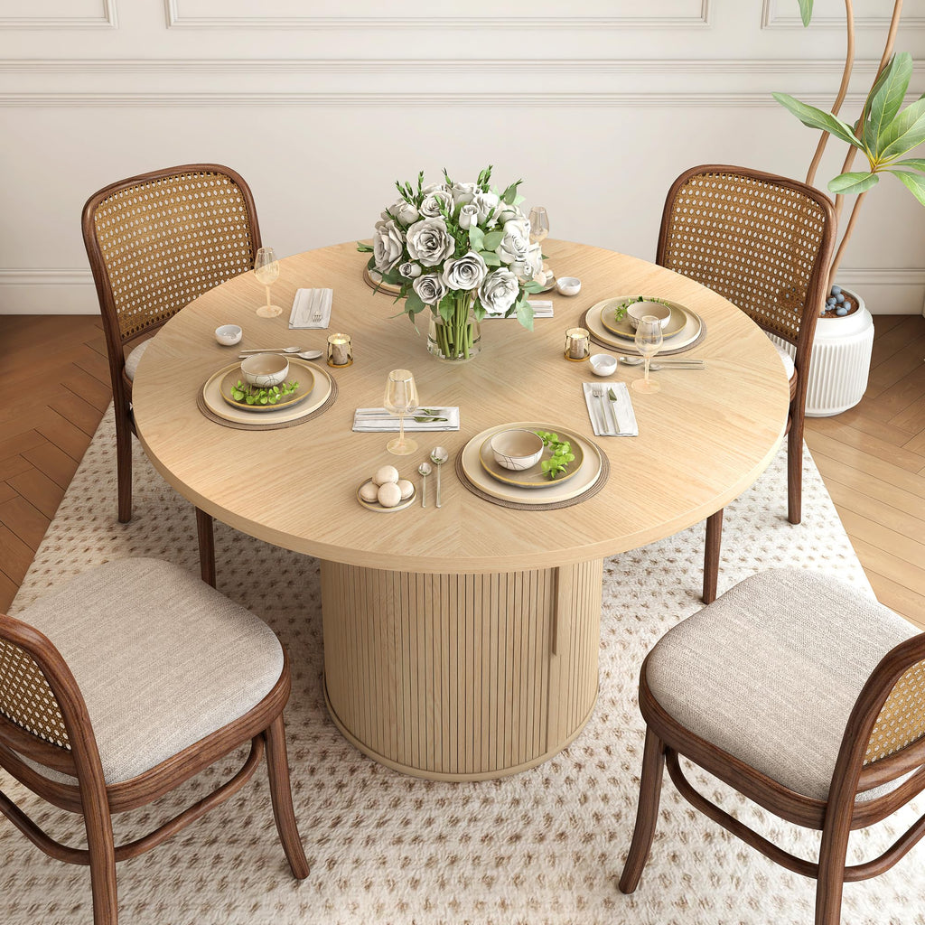 47 inch Round Dining Table for 4 with 2-Layer Storage Shelf F50607