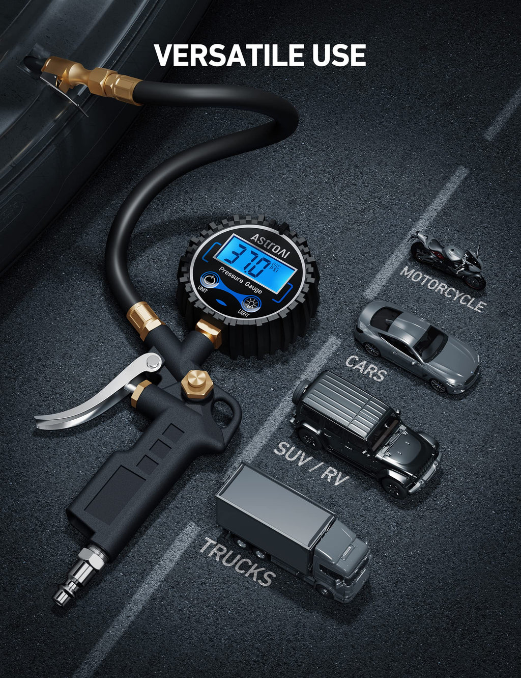Digital Tire Pressure Gauge with Inflator 3-250 PSI V92791