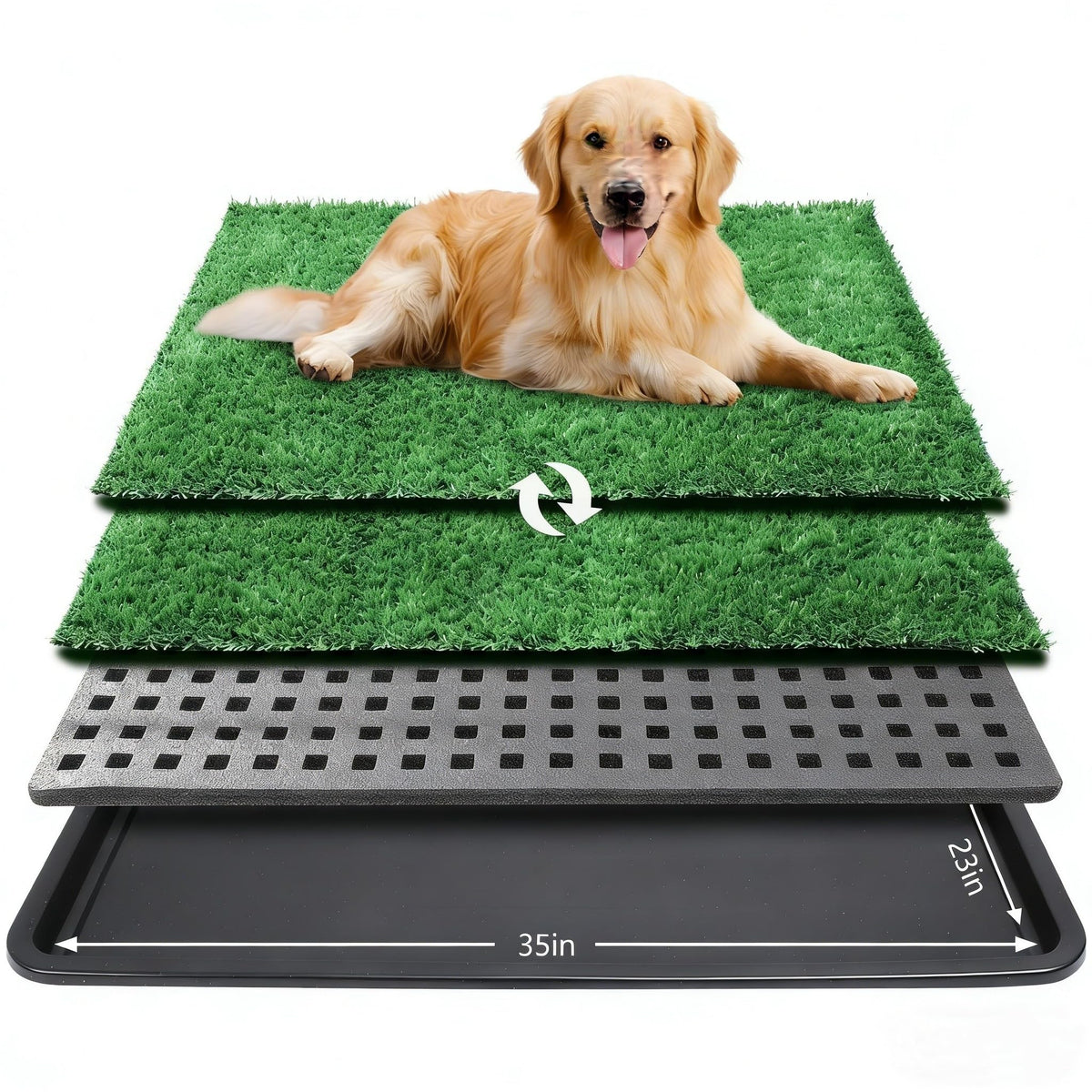 Dog Grass Pad with Tray, 35 x 23 in, 2 Replacement Turf Pads K450210